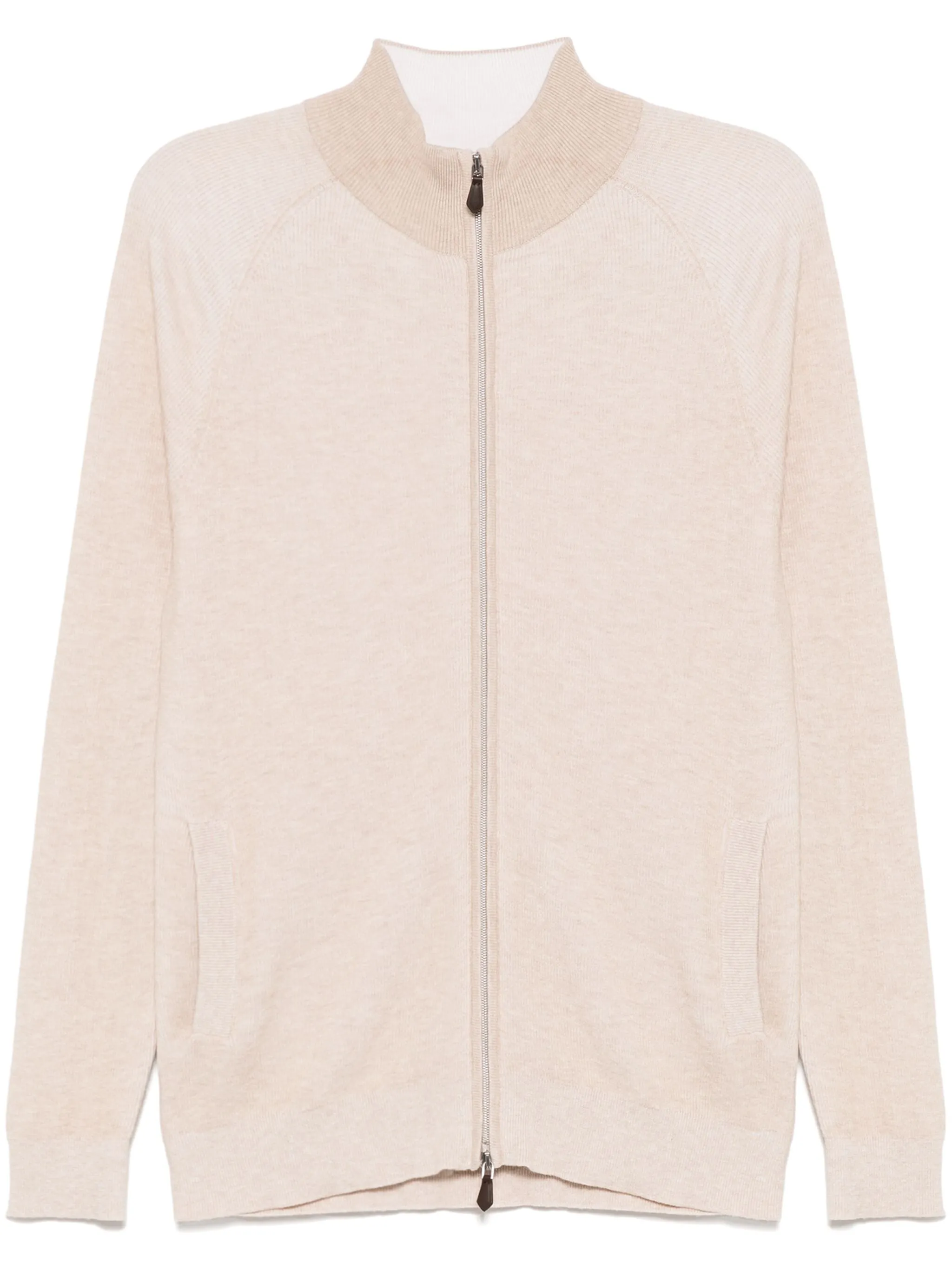 

Свитер в рубчик на молнии N.Peal, бежевый