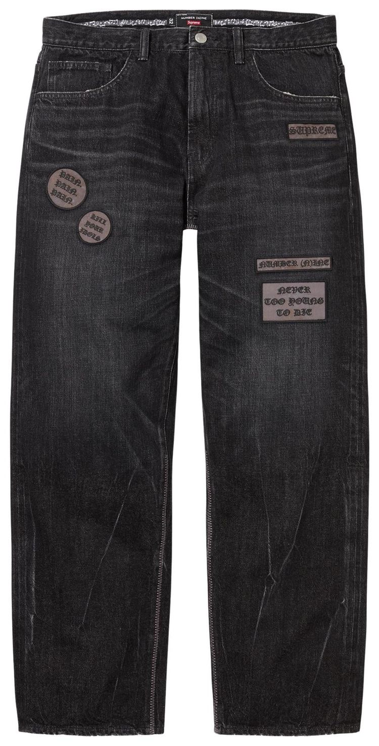 

Джинсы Supreme x Number (N)Ine Patches свободного кроя из кромки, черный