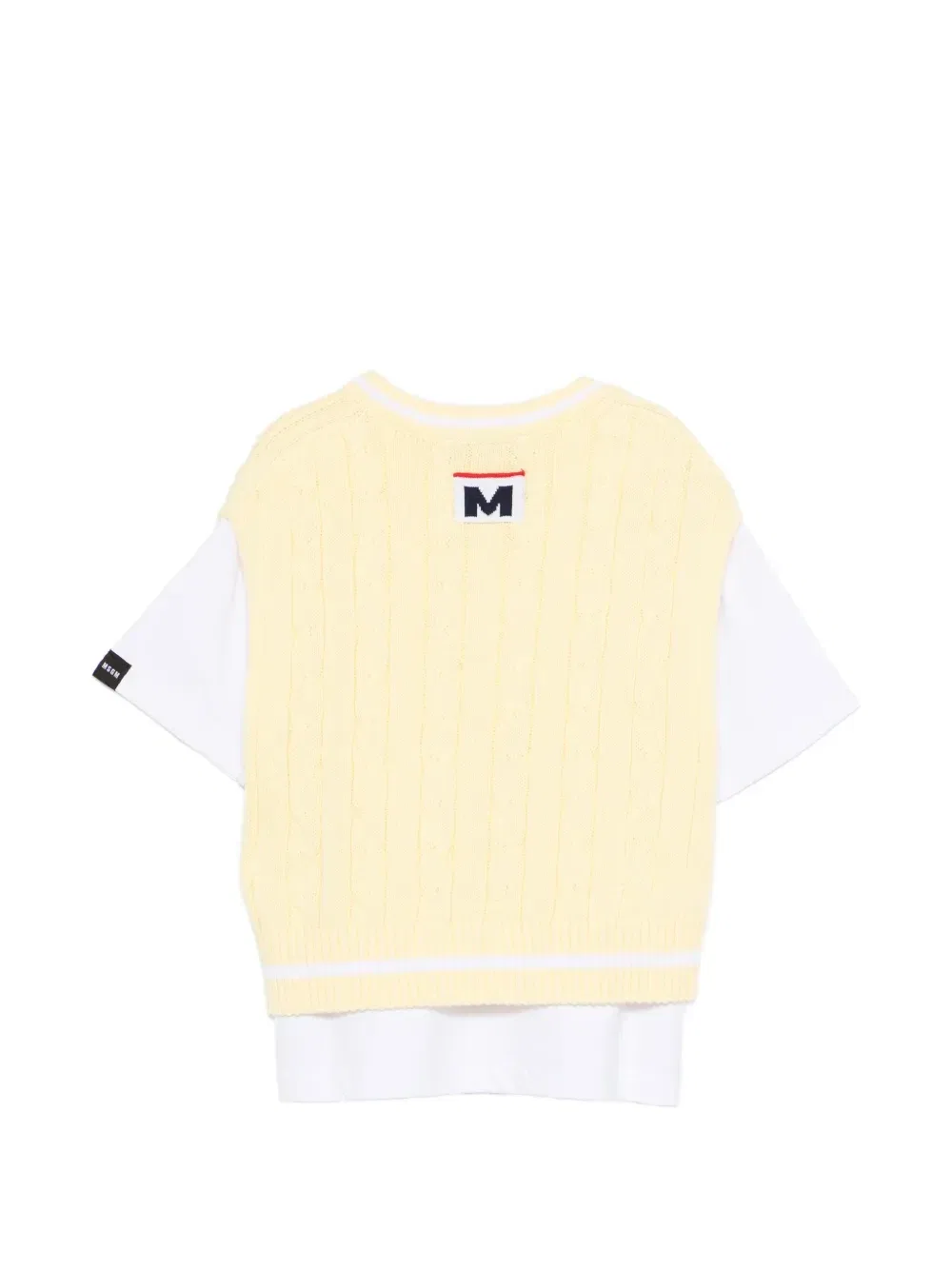 Многослойная футболка фактурной вязки Msgm Kids, белый — фото 2