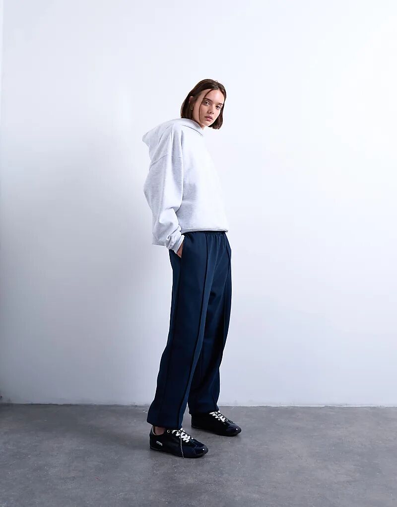 

Спортивные брюки Topshop с защипами на манжетах темно-синего цвета