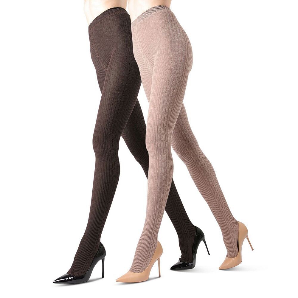 

2 пары вязаных колготок по бокам MeMoi, цвет Brown Taupe