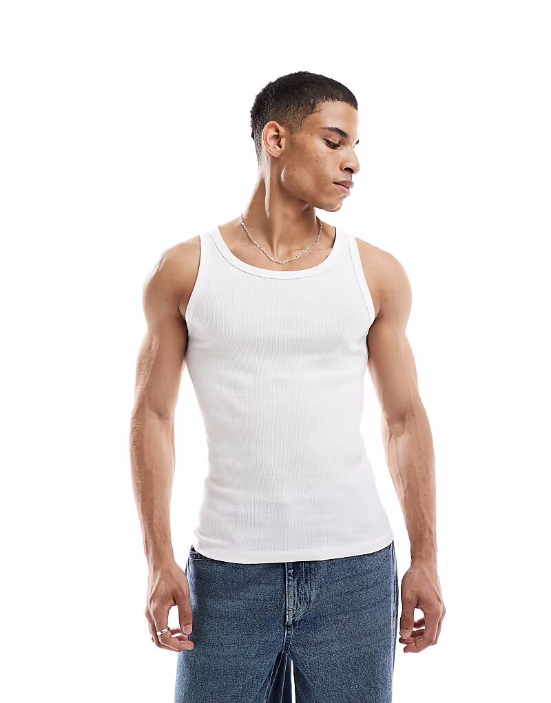 

Майка New Look Muscle Fit Rib белого цвета