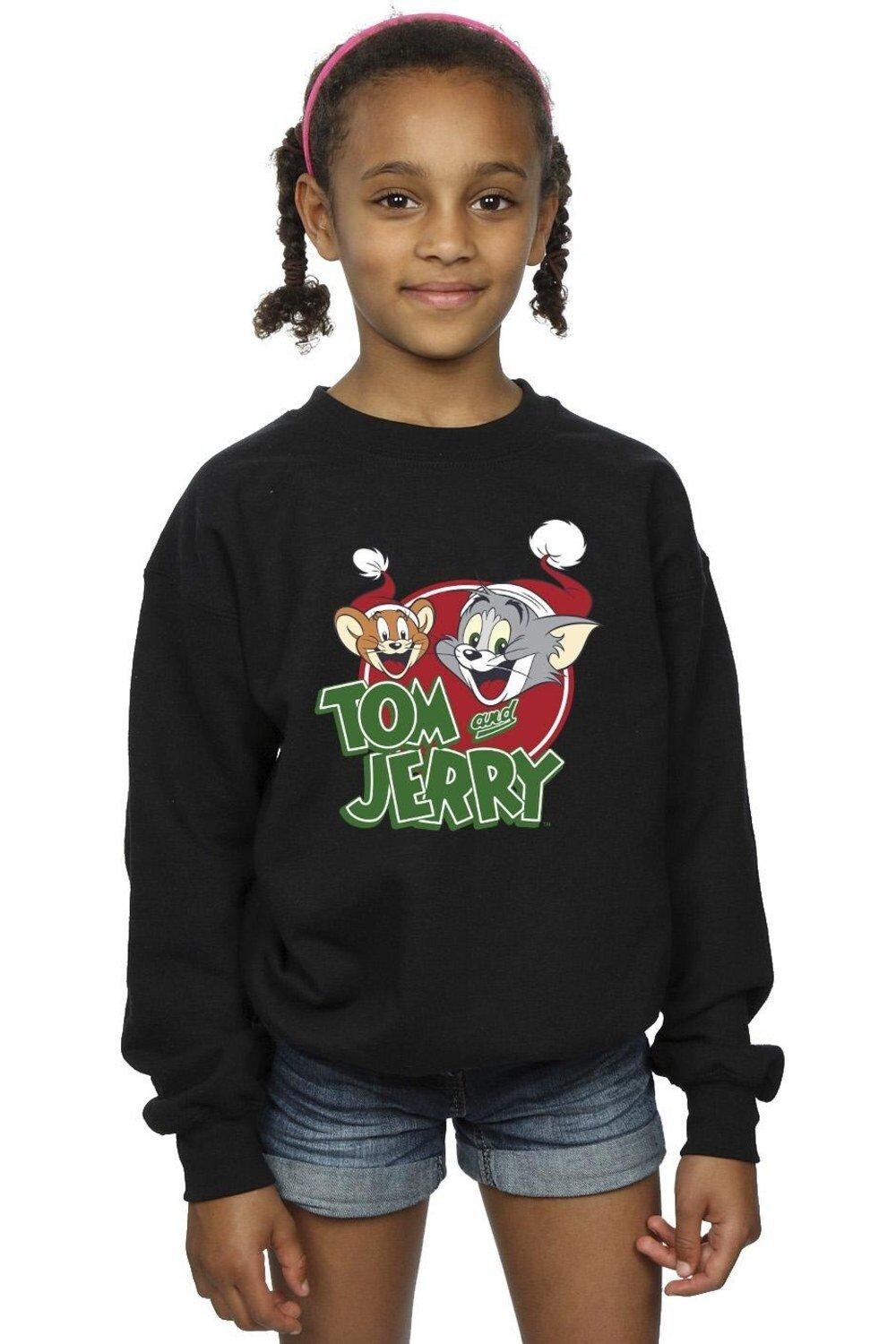 

Толстовка с логотипом Christmas Hat Tom & Jerry, черный