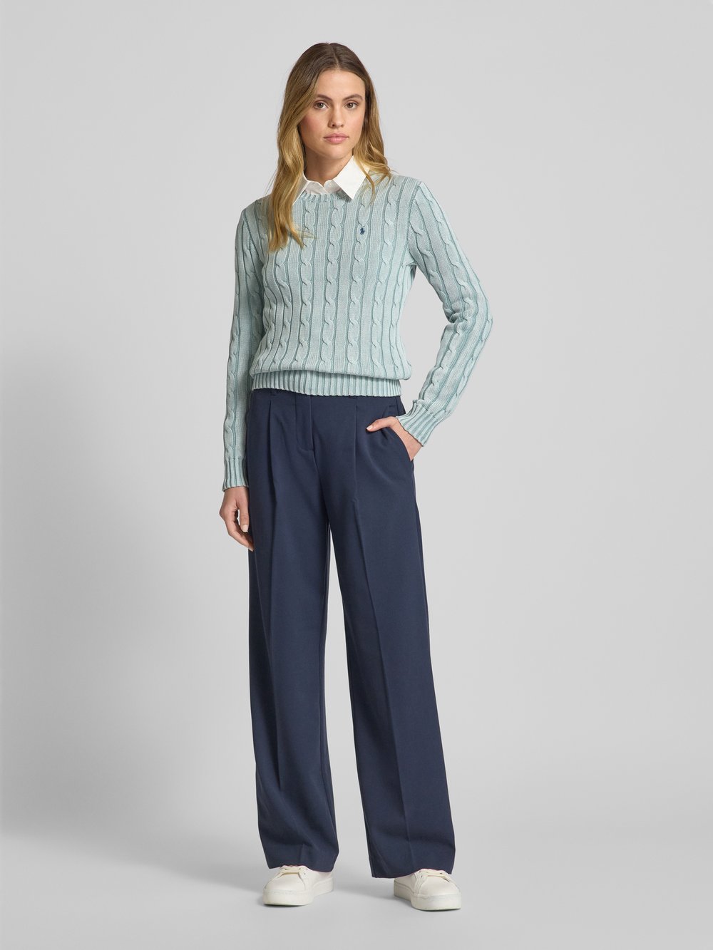 

Вязаный свитер с косами, модель «ДЖУЛИАННА» Polo Ralph Lauren, синий
