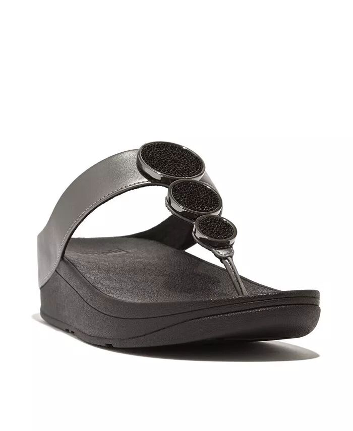 Женские сандалии Halo с металлизированным носком и круглым носком FitFlop, черный