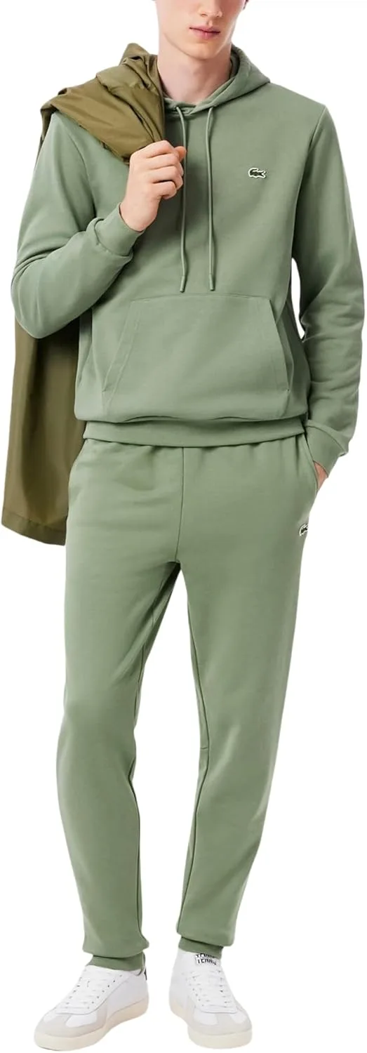 Толстовка Lacoste Мужская хлопковая с капюшоном, однотонная, цвет тимьян — фото 4