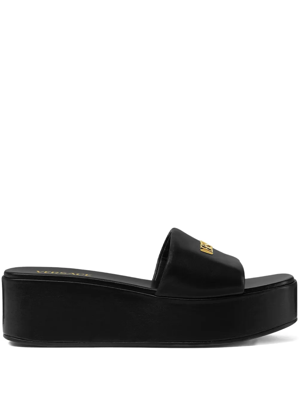 Мюли на платформе с логотипом VERSACE, черный
