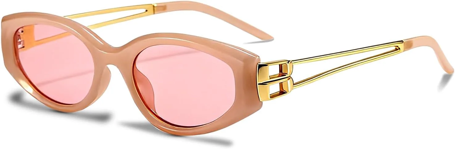 

Солнцезащитные очки Y2k для женщин и мужчин, ретро-очки в форме узких «кошачьих глаз» с лепестками цвета «ночной лепесток» Auralice, S5 | Pink Lens/Pink Frame