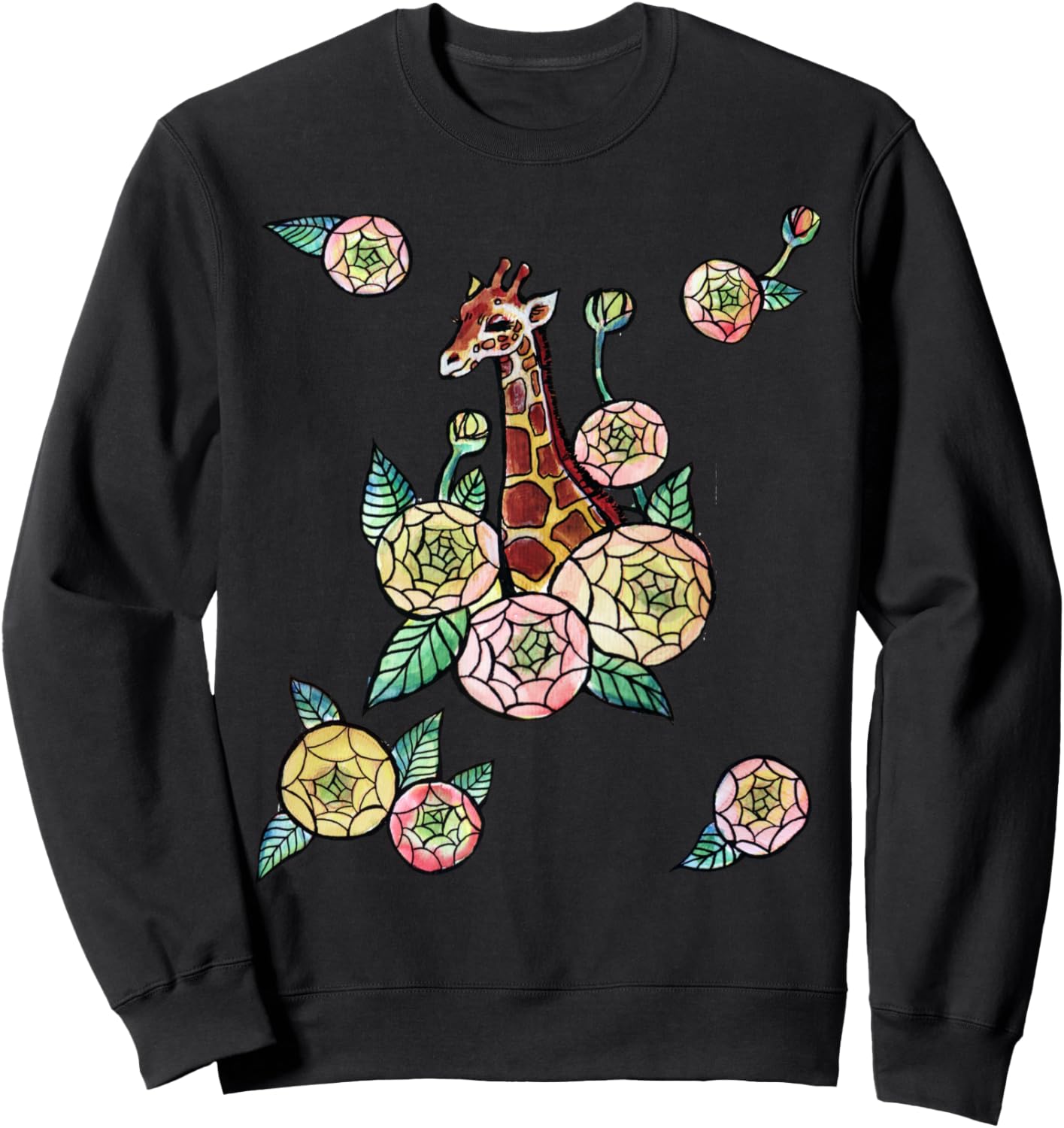 

Толстовка с изображением жирафа и цветов лютика Lacy Chenault, черный