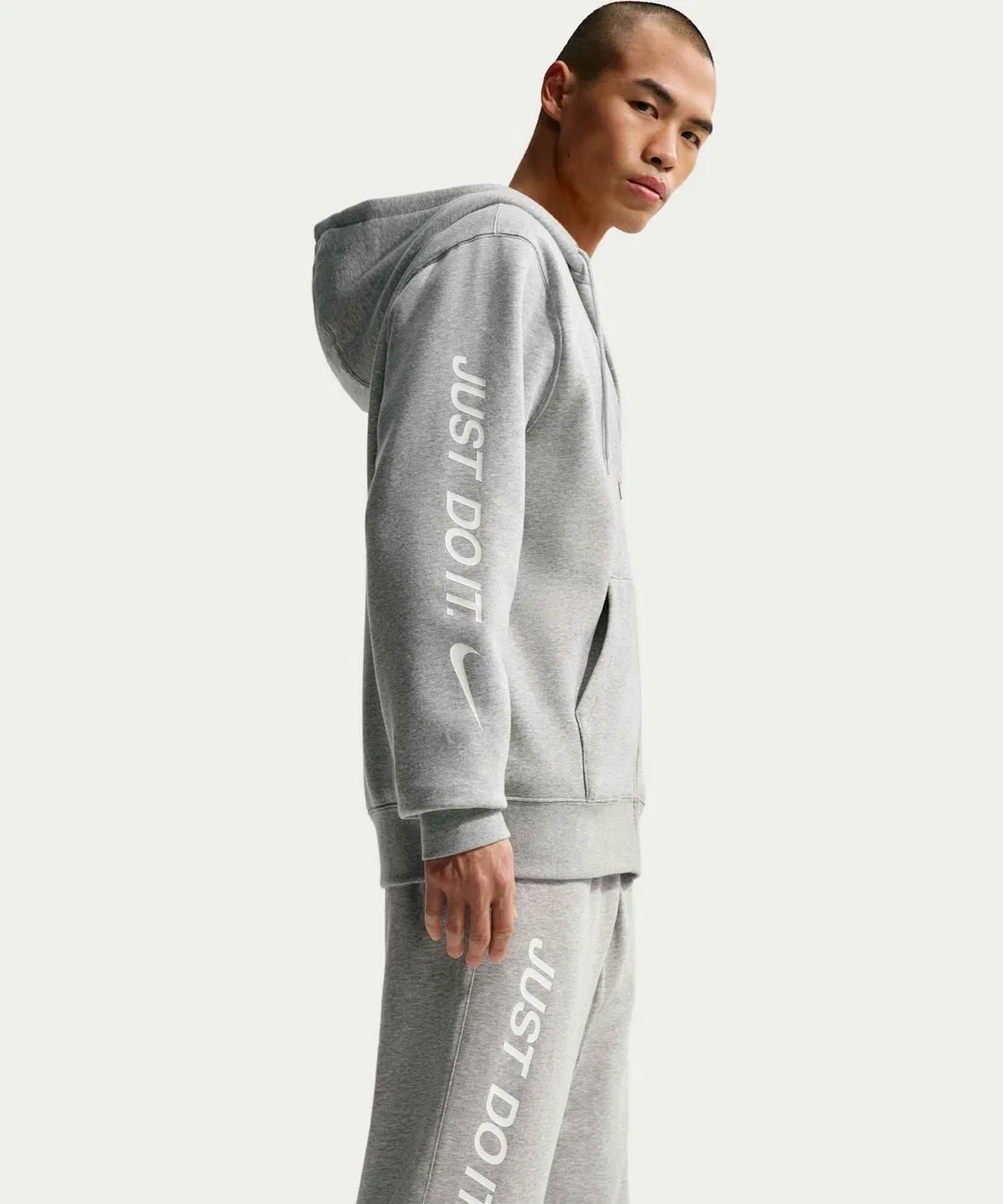 Штаны Nike Sportswear Club French Terry Open Hem, тёмно-серый меланж — фото 4