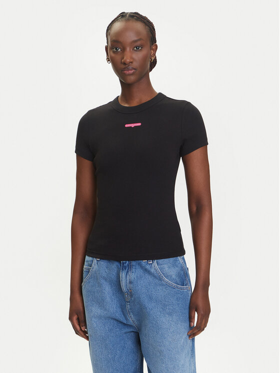 

Облегающая футболка Script Label DW0DW21402 Tommy Jeans, черный