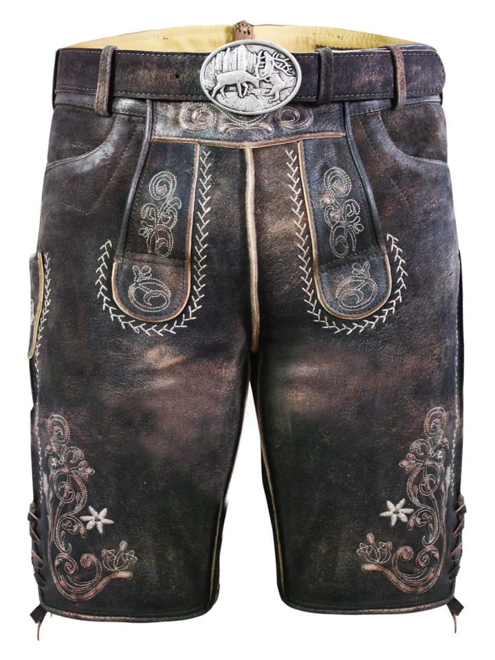 

Короткие кожаные брюки Alex из дикой овцы темно-коричневого цвета Edelnice