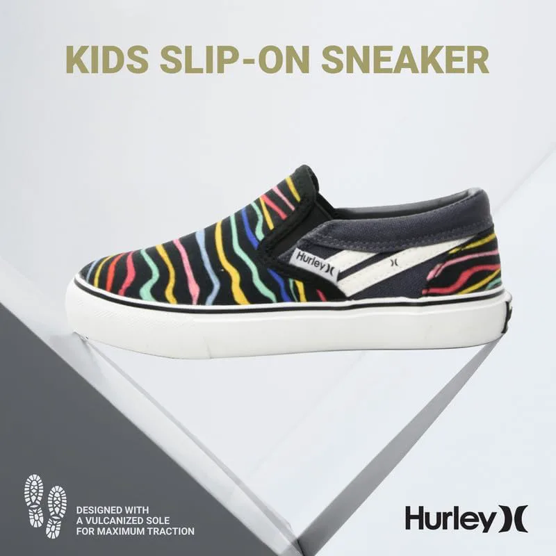Детские слипоны Hurley из холщовой ткани для скейтбординга для мальчиков и девочек - легкие низкие кроссовки для скейтбординга для детей, мультиколор — фото 3