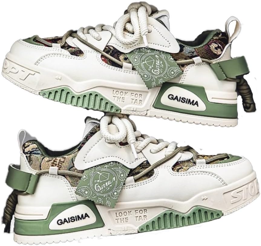 

Мужские кроссовки для скейтборда YHNNH, обувь для скейтборда для мужчин, спортивный повседневный стиль, мужские скейтбордические кроссовки с узором пейсли Generic, зеленый