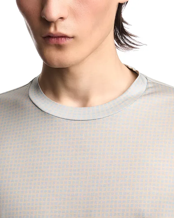 Футболка с геометрическим квадратным жаккардовым узором Emporio Armani, Blue — фото 4