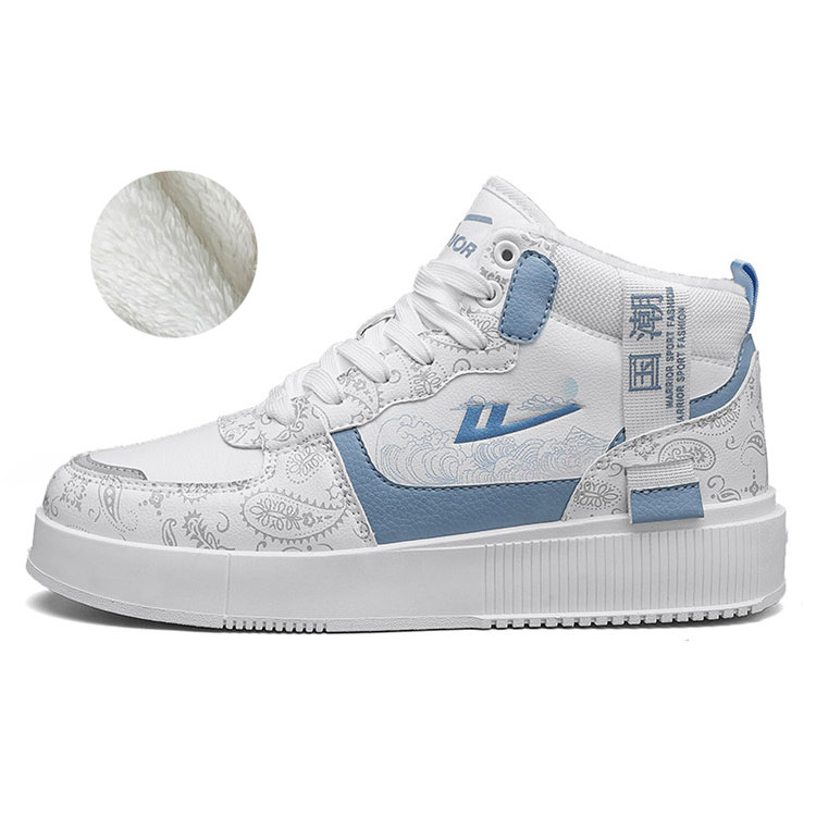 

WARRIOR Высокие скейтборд кроссовки мужские бело-голубые, цвет White Blue