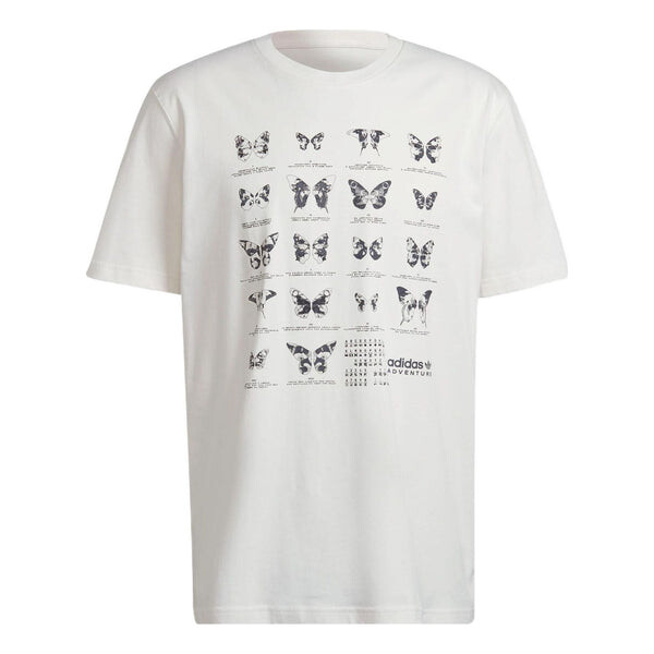 

Футболка Men's adidas originals Butterfly Printing Casual Sports Loose Short Sleeve White T-Shirt, белый
