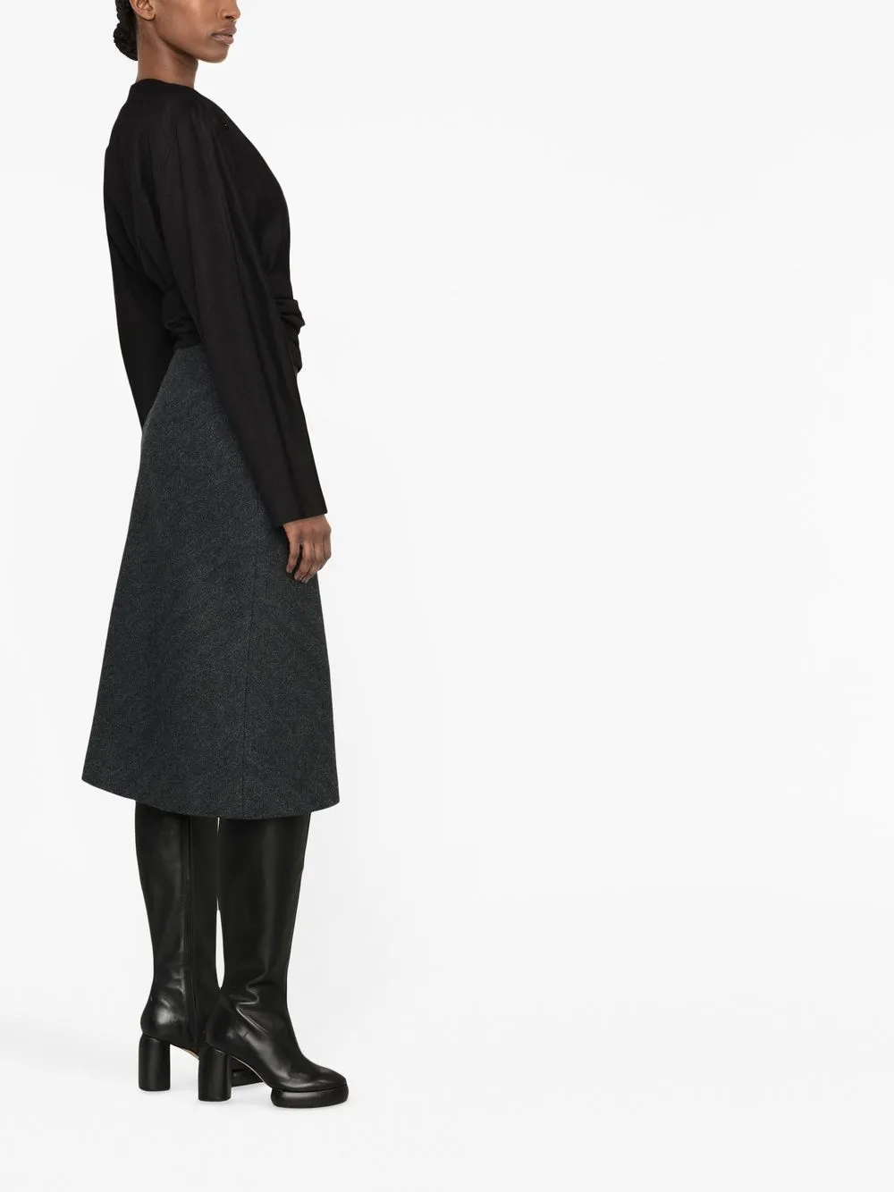 Юбка А-силуэта с узором «елочка» MAISON MARGIELA, серый — фото 4