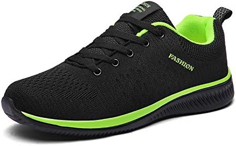 

Мужские модные легкие кроссовки для бега, комфортные, дышащие, износостойкие, амортизирующие с шнуровкой для бега на улице, прогулок и походов Hhhchpm, черный/зеленый