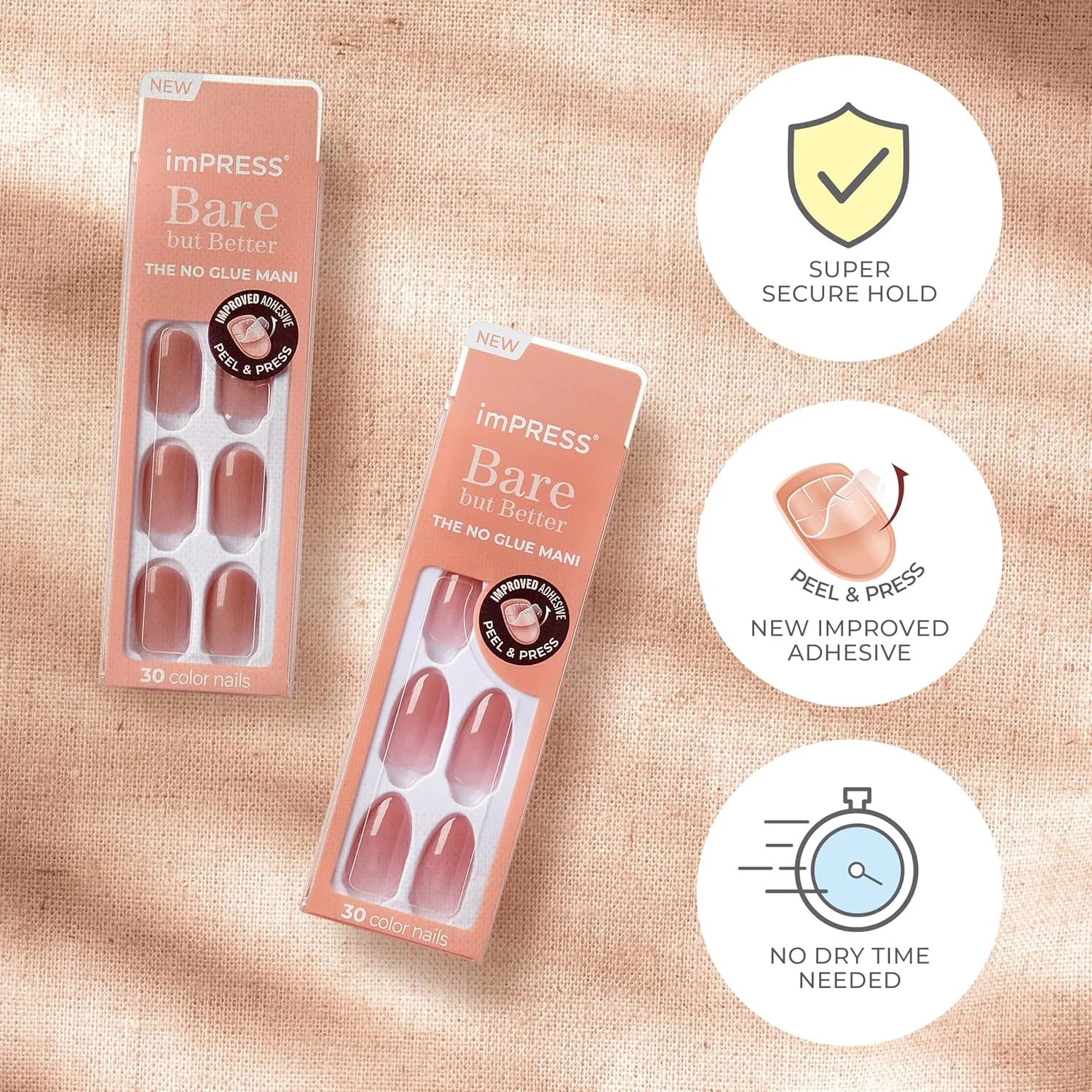 Накладные ногти KISS imPRESS Press-On Nails Bare But Better «Instinct» Impress, Nude — фото 4