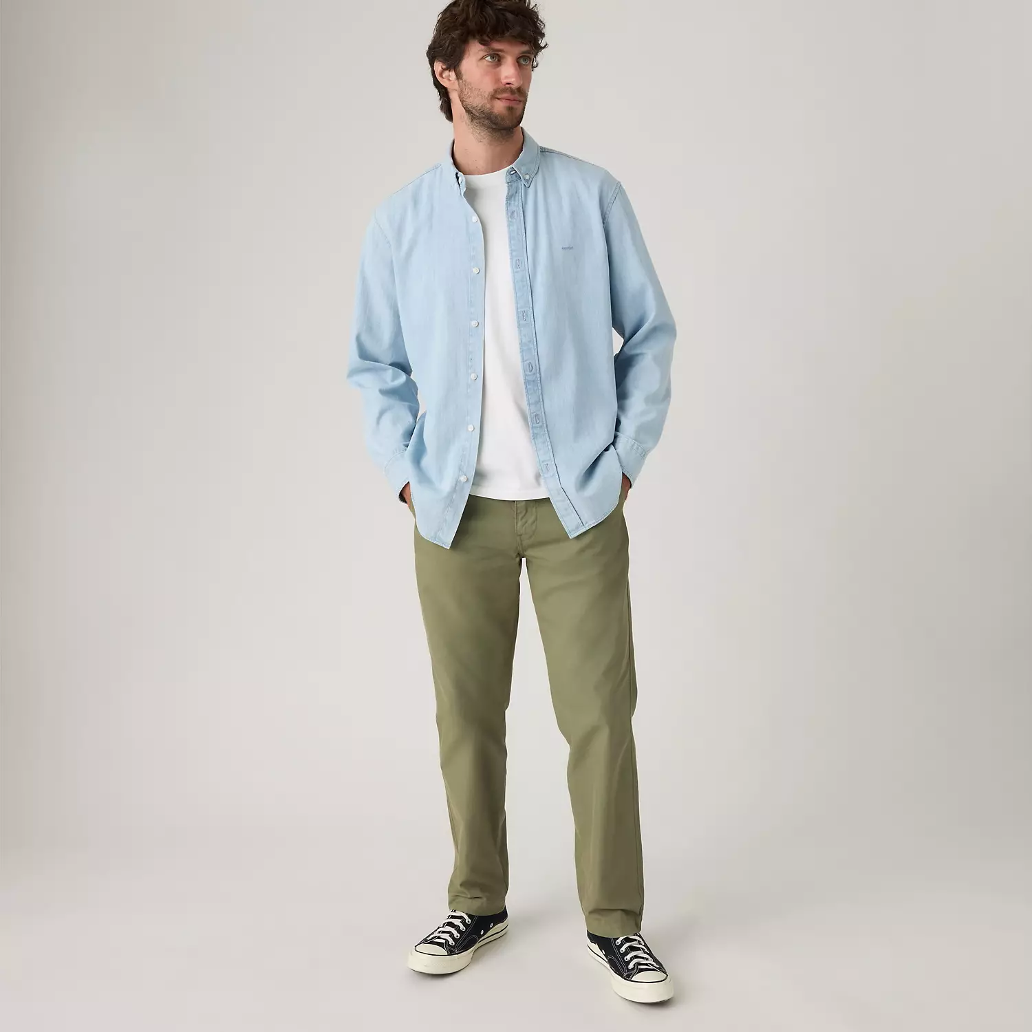 

Levi's XX Chino Authentic свободные легкие твиловые мужские брюки, цвет Deep Lichen Green - Green