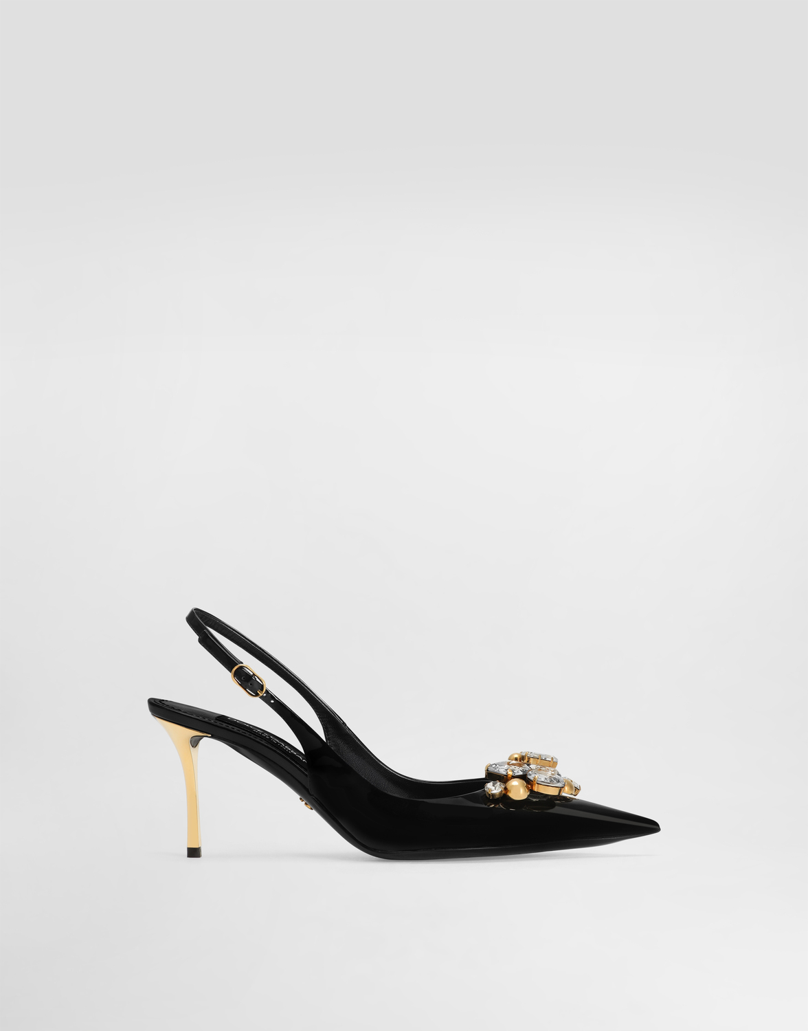 Лакированные туфли-слингбэки с украшением DOLCE & GABBANA, мультиколор