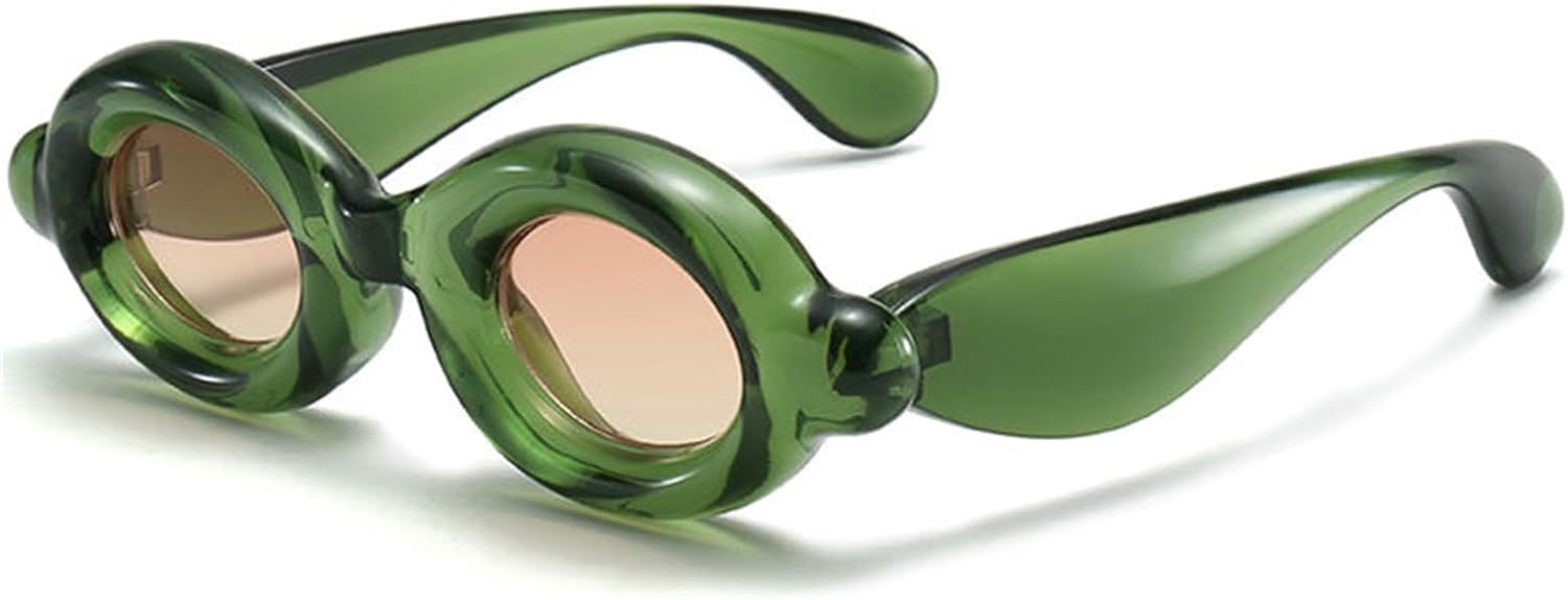 

COTIA 2025 Модные маленькие овальные солнцезащитные очки для женщин и мужчин. Уникальная толстая оправа, овальные линзы, конфетные цвета, милые солнцезащитные очки в стиле хип-хоп, Green