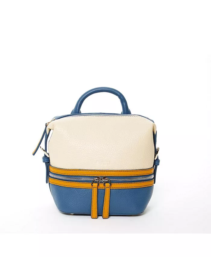 

Голубая кожаная женская сумка-рюкзак Convertible Crossbody Bag среднего размера с передними и задними карманами SUSU, коричневый/бежевый