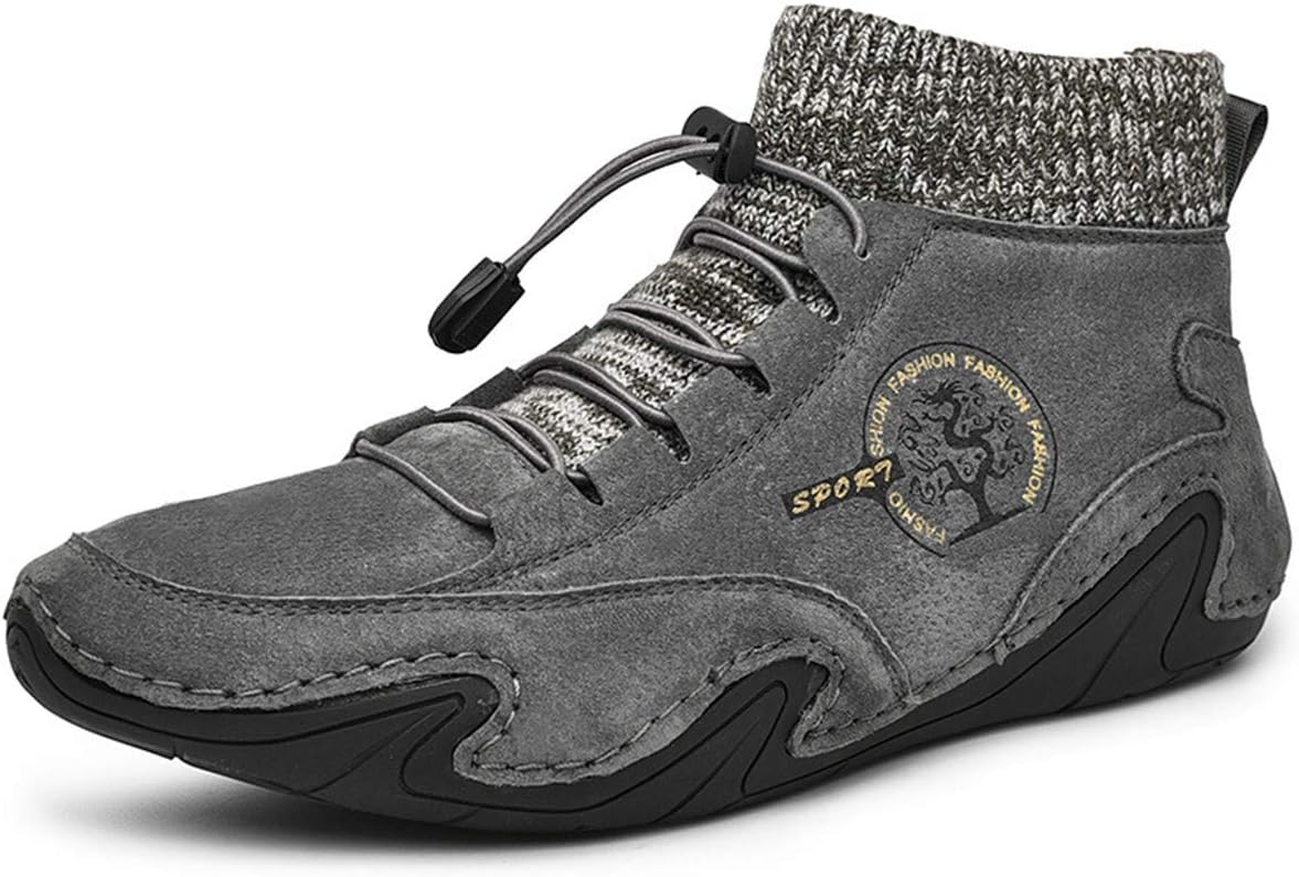 

Кожаные кроссовки-бутсы CrazycatZ, мужские высокие кожаные кроссовки, серый