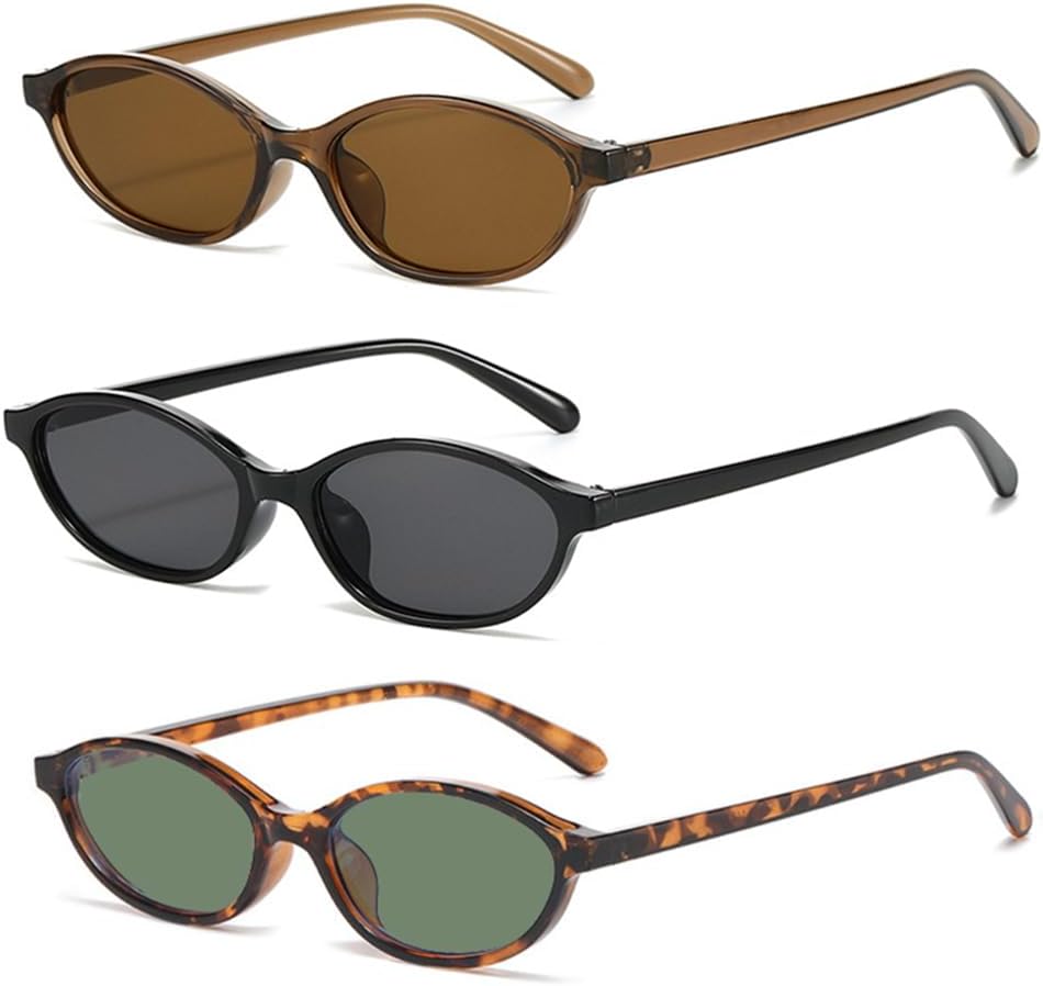 

Ретро овальные солнцезащитные очки для женщин, маленькие «кошачий глаз», солнцезащитные очки 90-х, винтажные, в стиле Y2K, легкие SJBNCai, 3packs=black+brown+tortoise/Green Lens