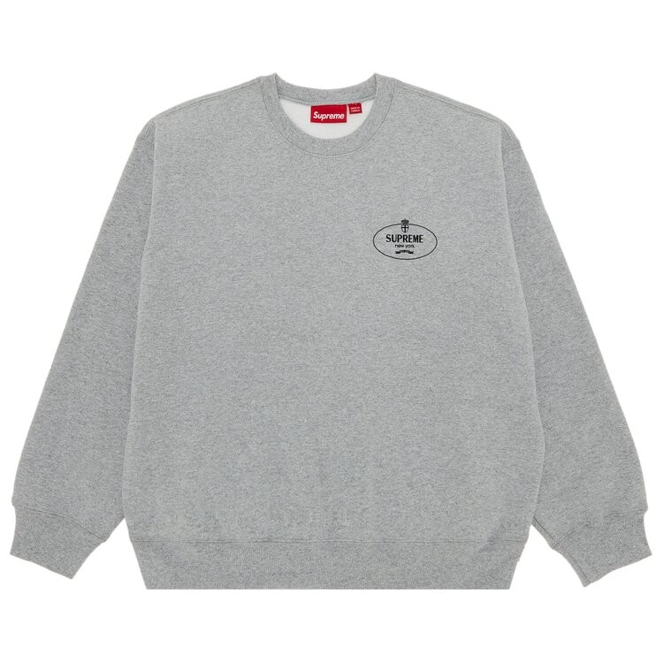 

Толстовка Supreme Crest Crewneck, цвет Heather Grey