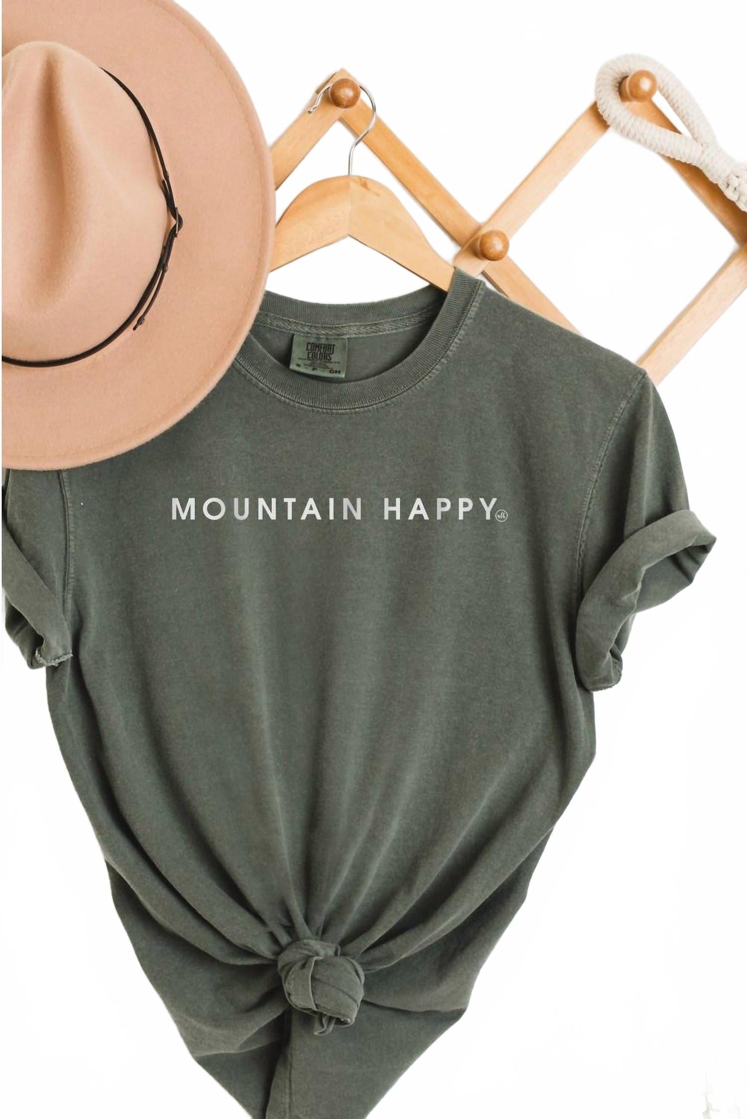 

Вдохновляющая футболка Гора счастья в оливковом зеленом Never Lose Hope