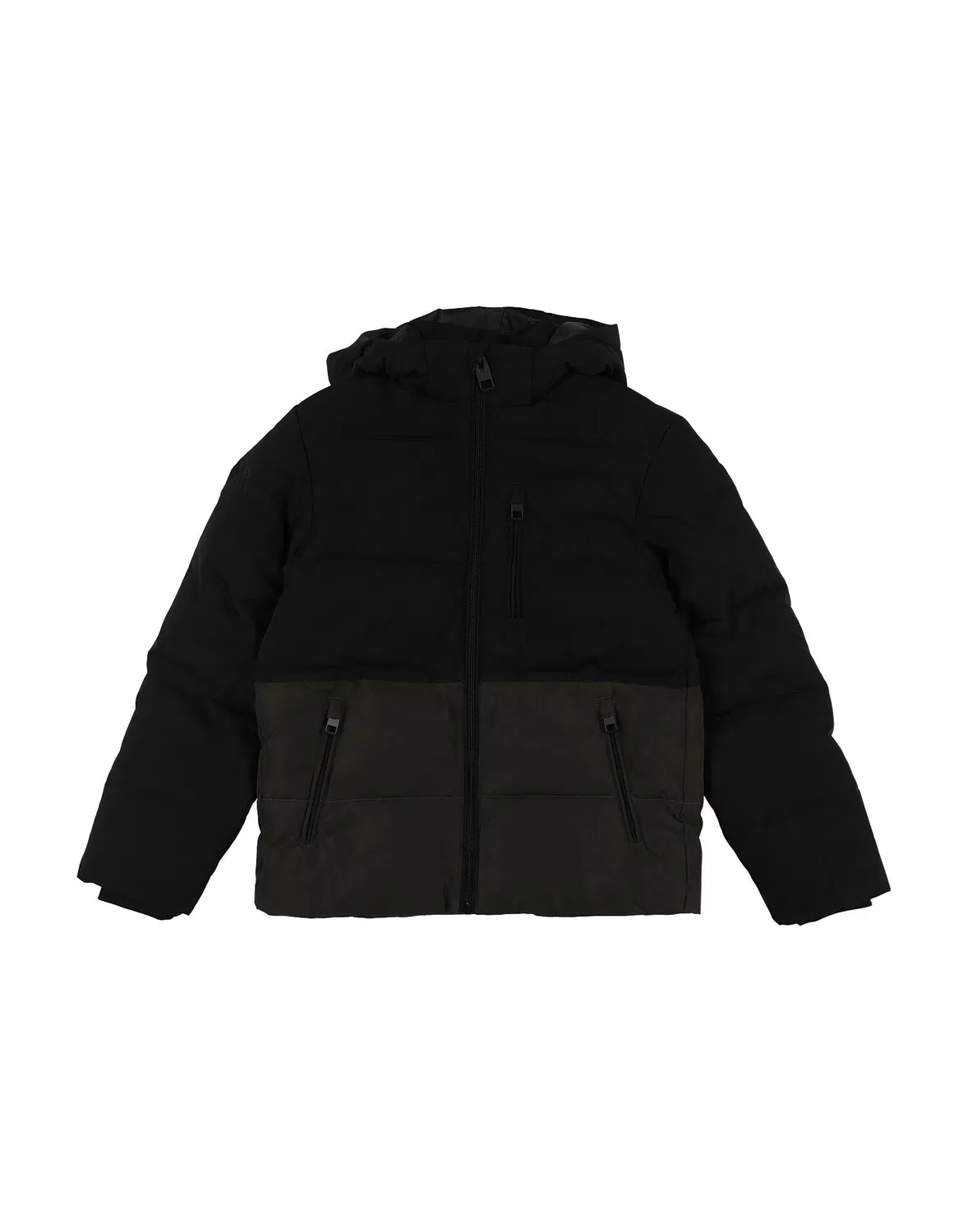 Пуховик двухцветный с капюшоном JACK & JONES черный