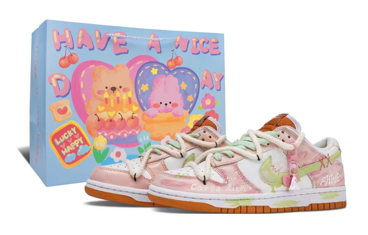 

Nike Данк скейтборд кроссовки унисекс лоу-топ зеленые с розовым, цвет Pink Green