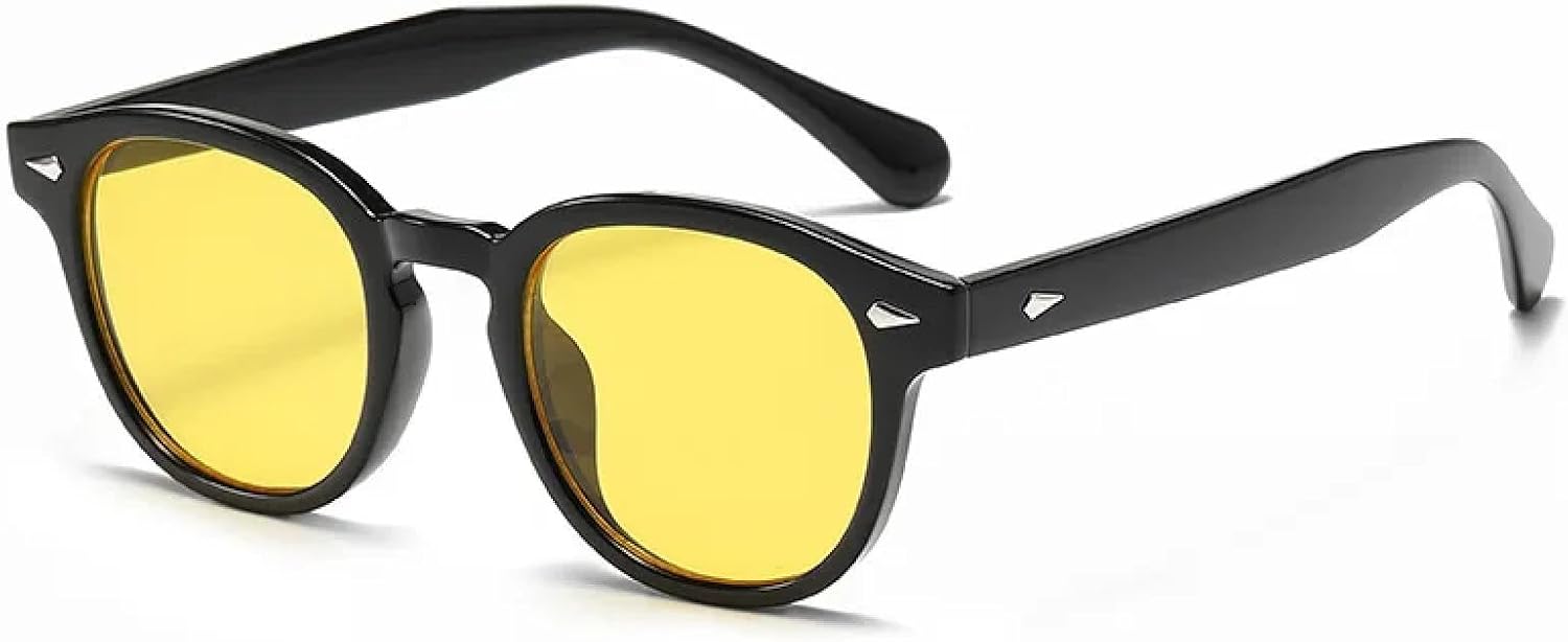 

Круглые солнцезащитные очки для женщин и мужчин, с заклепками, черепаховой оправы, очки для вождения, леопардовый принт, синие очки, защита от УФ-излучения UV400 DSVIGF, Black Yellow