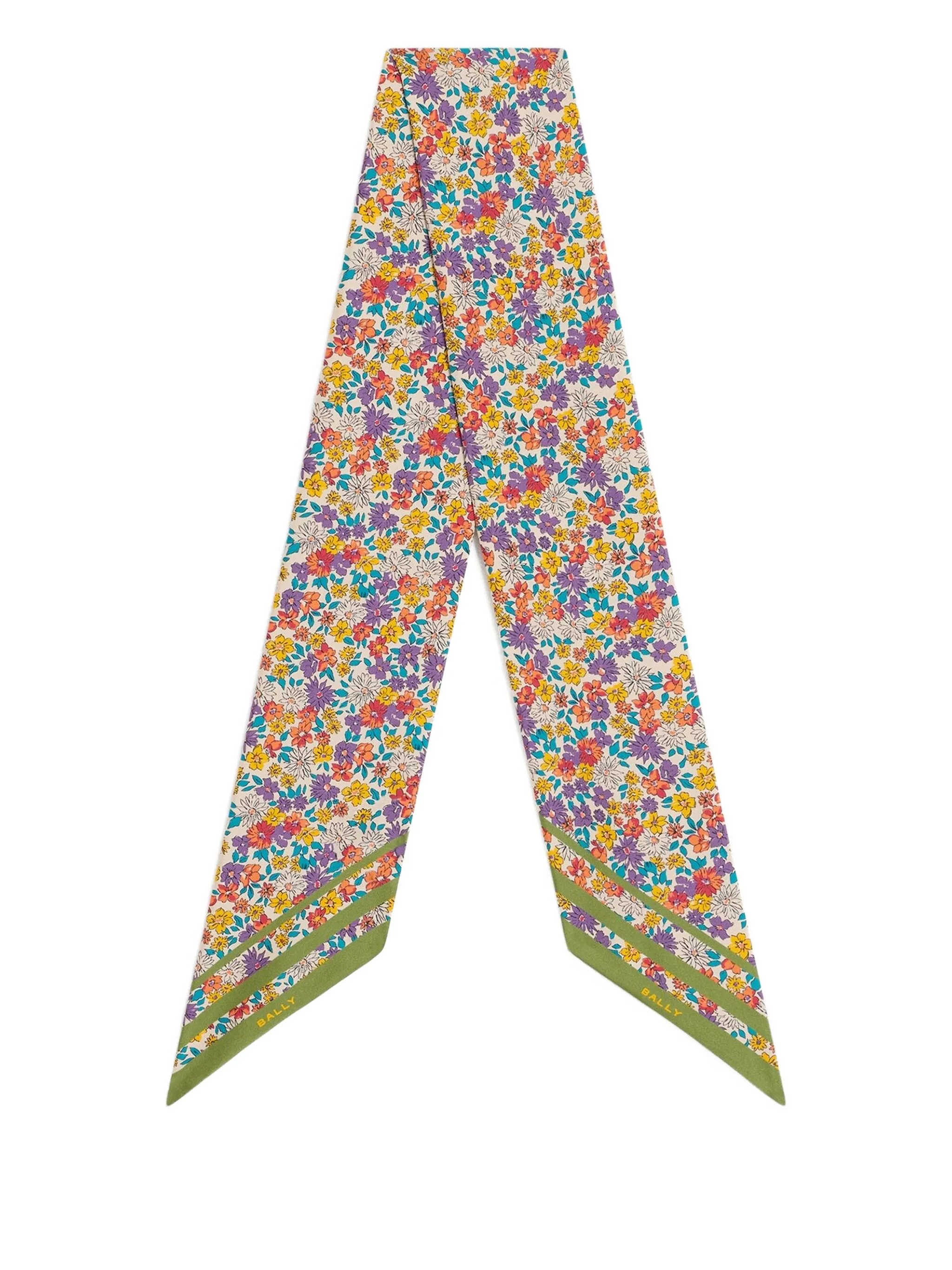 

Шелковый платок с цветочным принтом Bally, кремовый