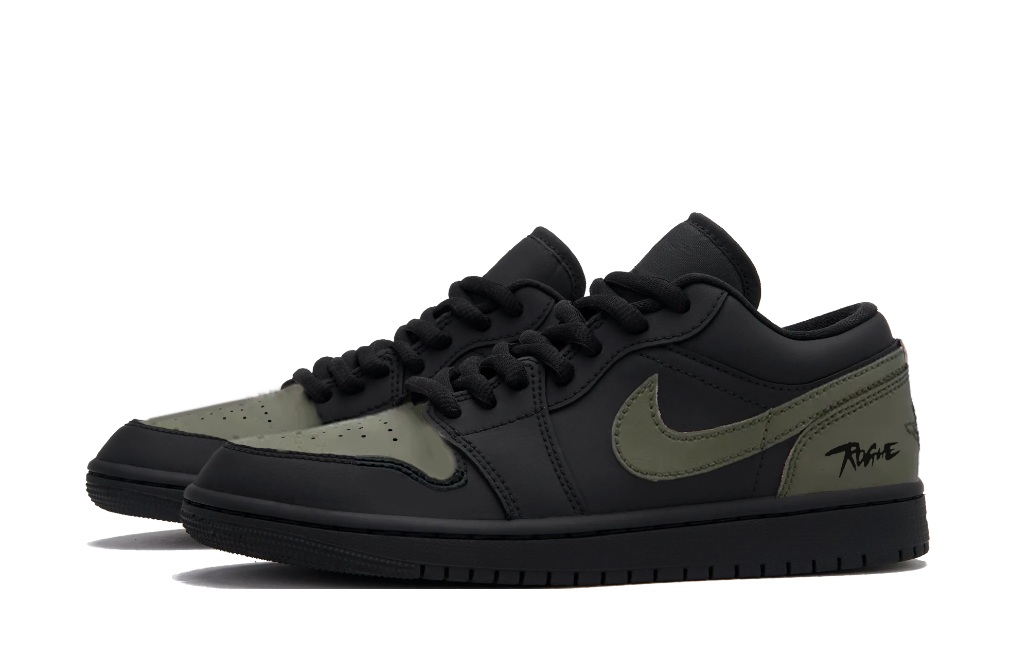 Jordan Air 1 Dark Olive Storm Low top Vintage Basketball Shoes Unisex Black — фото 4