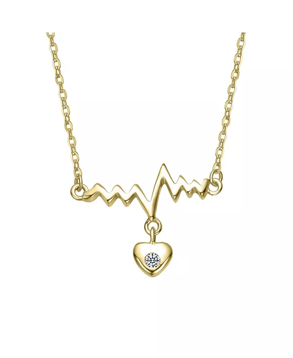 

Ожерелье с подвеской в виде сердца, покрытое 14-каратным золотом и прозрачными кубическими цирконами Genevive, gold