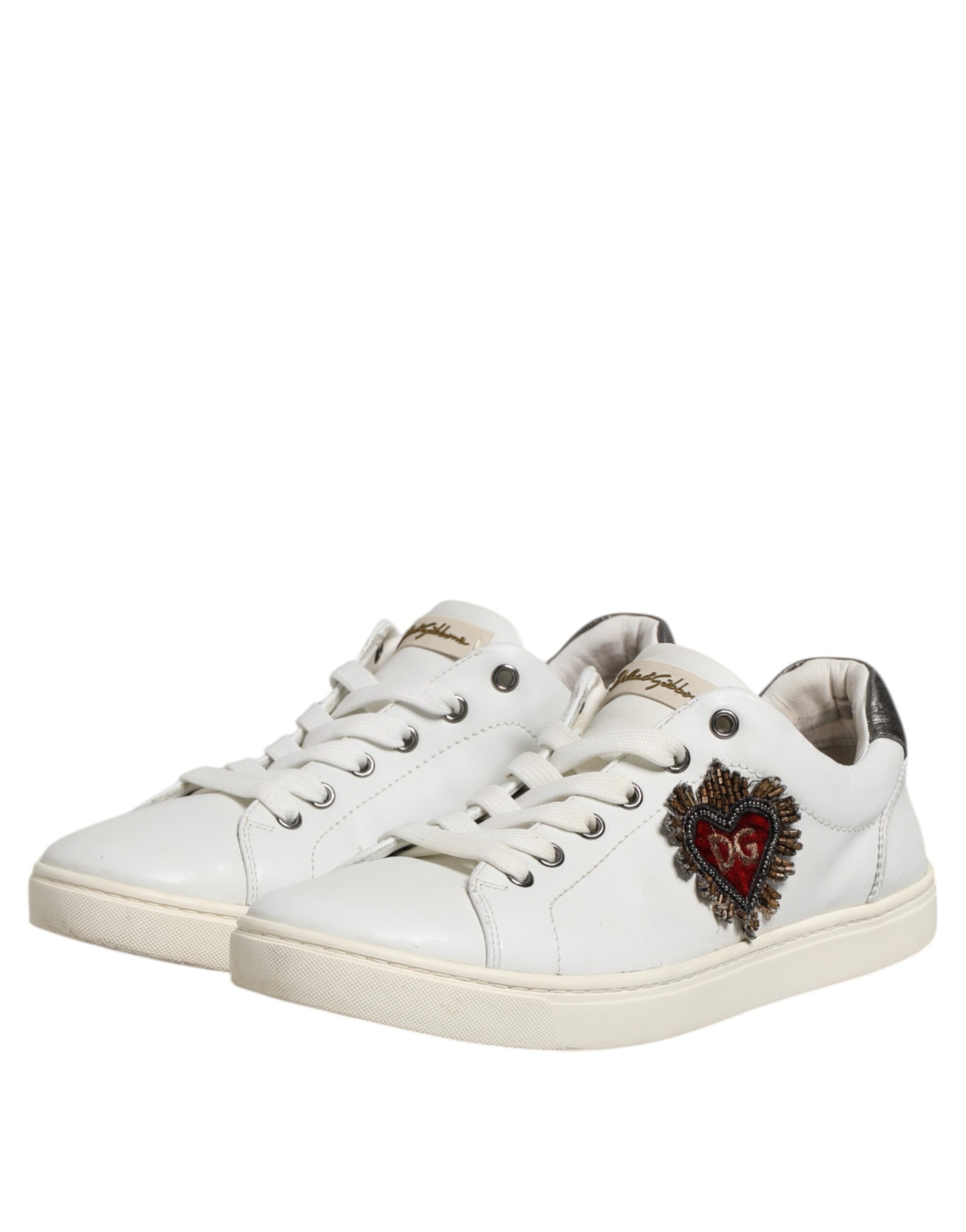 Белые серебристые мужские кроссовки Sacred Heart Dolce & Gabbana, белый — фото 4