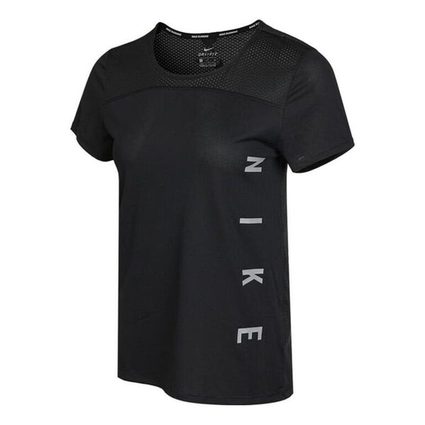 

Футболка (WMNS) Nike Dri-FIT Reflective Logo Printing Quick Dry Breathable Sports Short Sleeve Black T-Shirt, черный