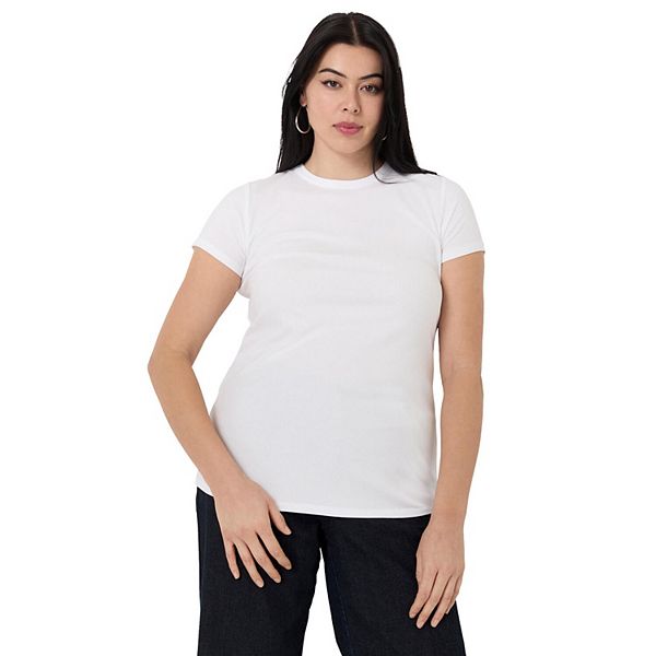 

Топ June + Vie с ребристым воротником-гольф для женщин plus size June & Vie, White