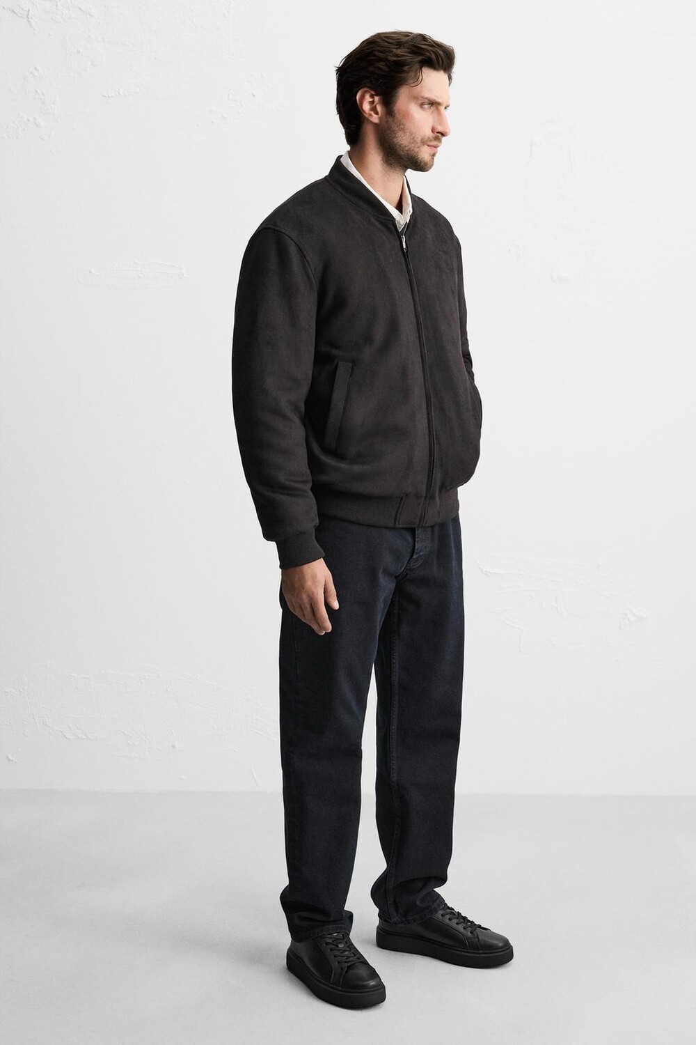 

Кроссовки из массивной кожи ZARA, черный