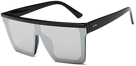 

Женские классические квадратные солнцезащитные очки с плоской верхней частью, фиолетовое зеркальное покрытие, защита от ультрафиолета UV400 (2026 год) MTZJH, Black Silver