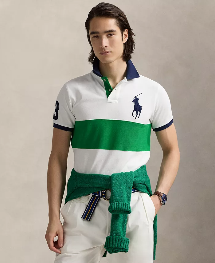 

Мужская поло с вышивкой Big Pony, slim fit, из сетчатой ткани Polo Ralph Lauren, мультиколор