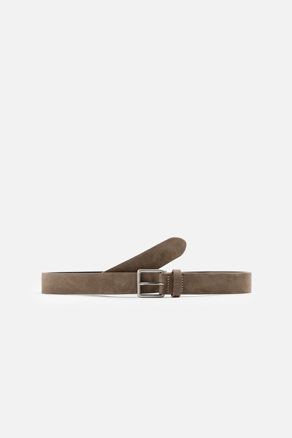

Ремень из кожи нубука ZARA, коричневый/серо-коричневый