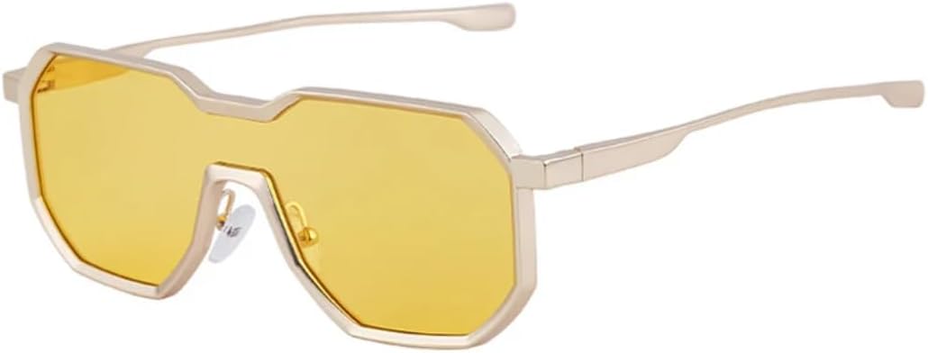 

Необычные солнцезащитные очки для женщин и мужчин, цельные, прозрачные, с градиентным зеркальным покрытием, защитой от УФ-излучения UV400, в стиле панк и металлик UATXTAU, Matte Golden Yellow