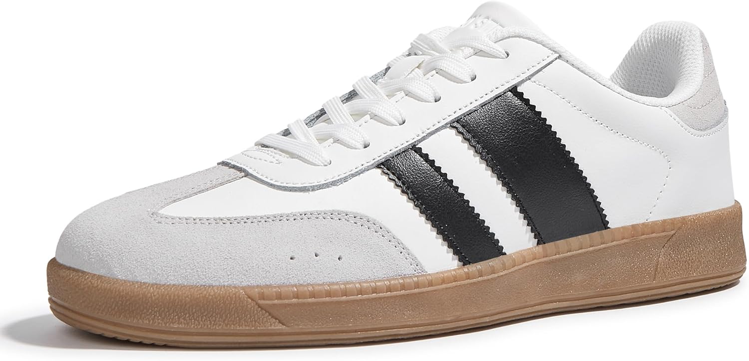 

Мужские модные кроссовки LUCKY STEP, повседневная обувь, ретро, замша, натуральная кожа, для скейтборда, тенниса и ходьбы, белый/черный