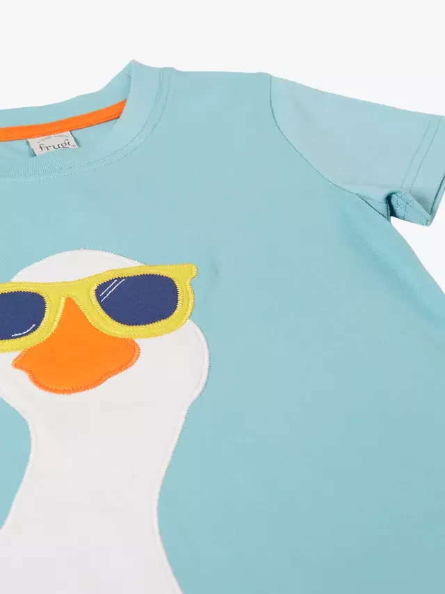 Детская футболка с изображением гуся Карсена, цвет лишайник Frugi — фото 3