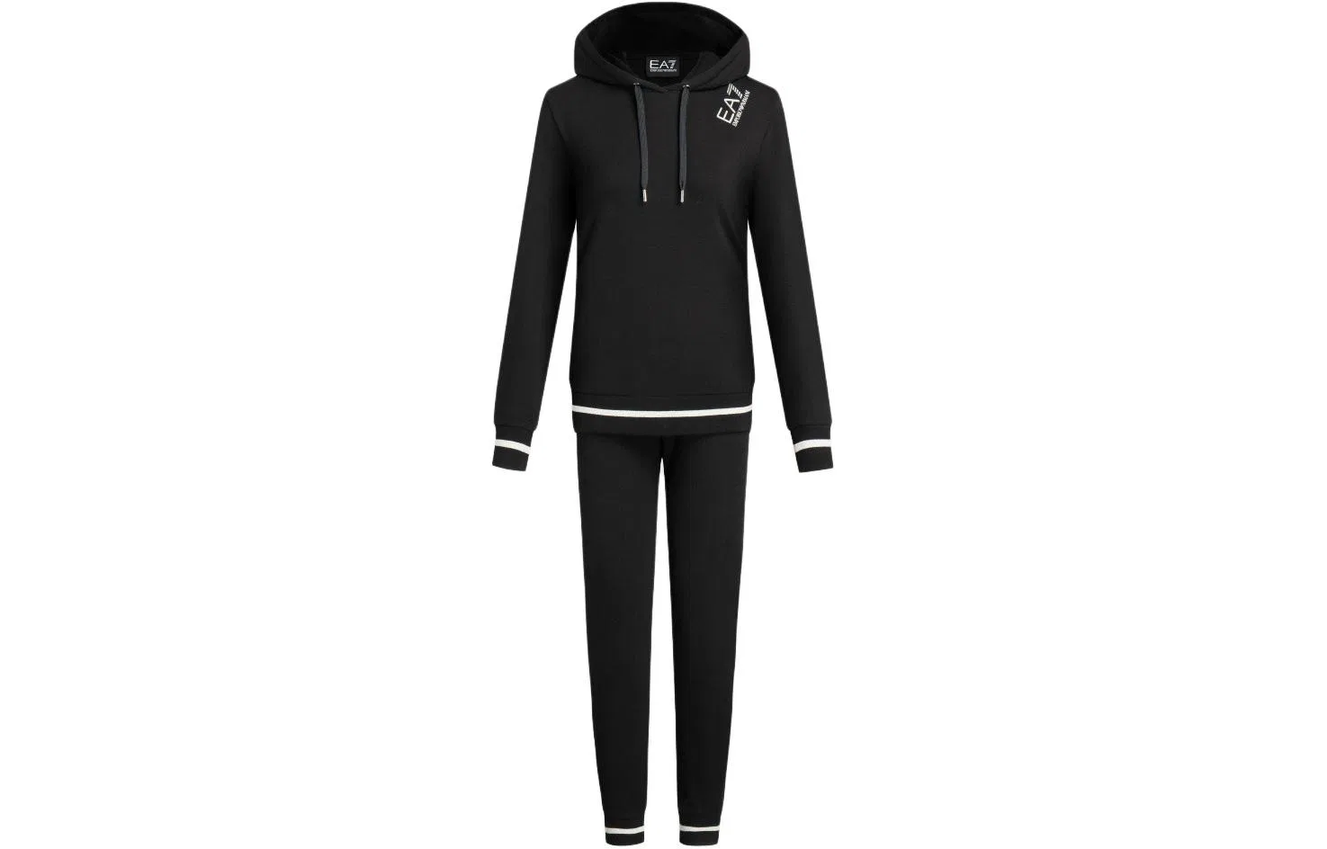 Трехполосный спортивный костюм из хлопка EMPORIO ARMANI, Black