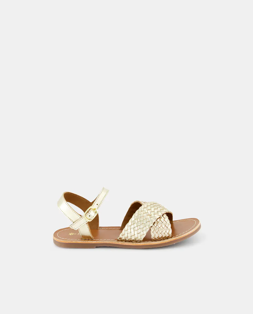 

Плетеные кожаные сандалии для девочки Coconut El Corte Inglés, цвет 390 Oro